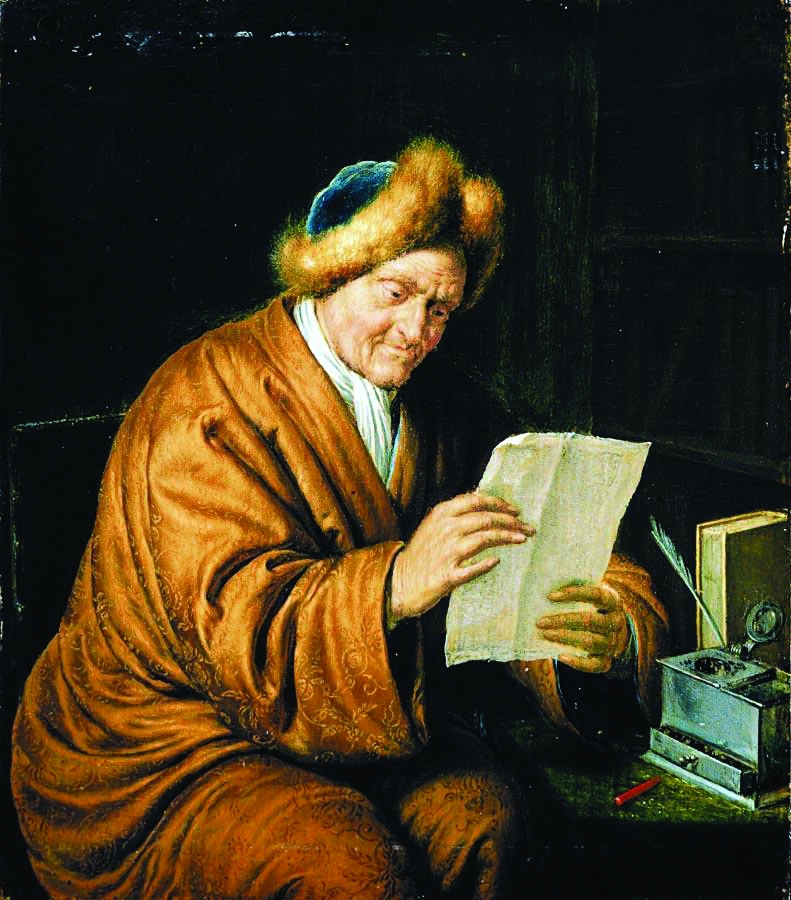 Im 18. Jahrhundert weitete sich der Briefverkehr auf große Kreise der Oberschicht aus. (Willem van Mieris: Lesender Greis, 1729.) Abbildung: Wikimedia Commons/Andreagrossmann