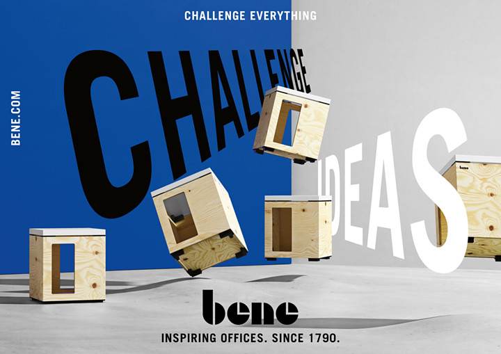 Die neue Imagekampagne von Bene „Challenge Everything“. Abbildung: Bene