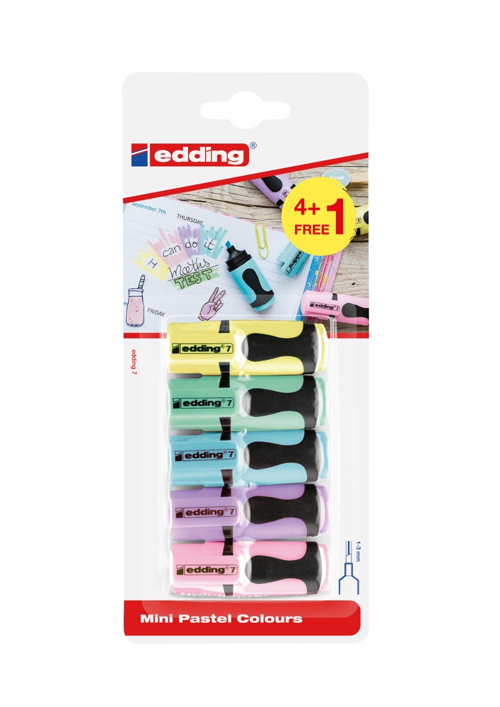 Erhältlich in trendigen Pastellfarben: Edding-7-Mini-Textmaker. Abbildung: Edding