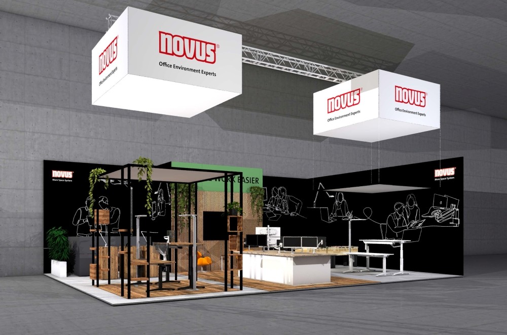 Der Bereich Novus Mehrplatzsystem zeigt auf der Orgatec auf rund 100 m2 Produkte und Lösungen vor. Abbildung: Novus