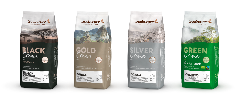 Aromasichere Verpackungen bewahren das Geschmackserlebnis jeder Kaffeesorte von Seeberger. Abbildung: Seeberger Professional GmbH