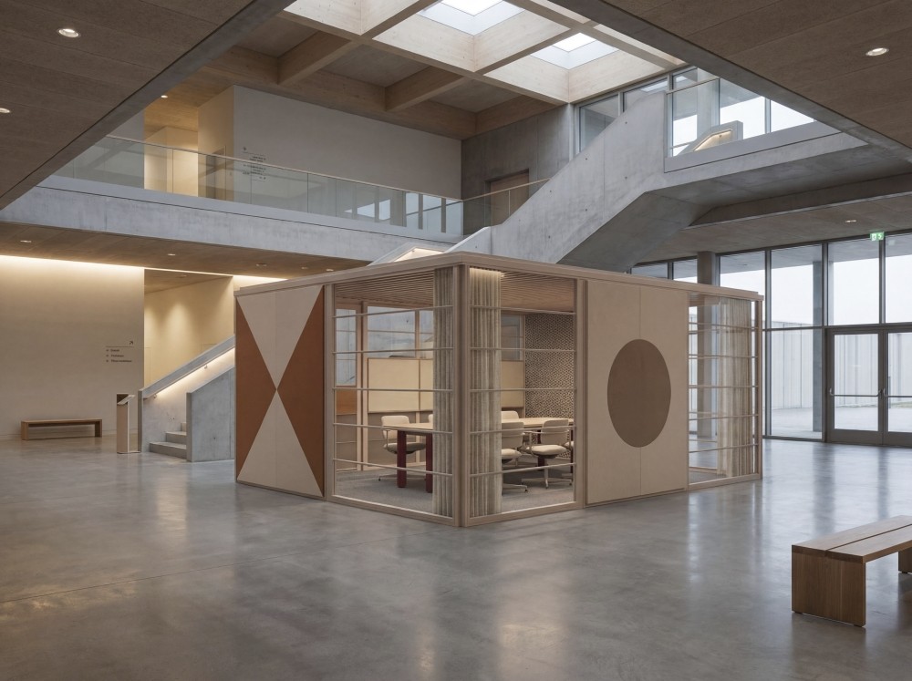 Auf der Orgatec sind zwei begehbare Ausführungen des Eames Pavilion Systems im Rahmen einer Sonderausstellung für die Besucher zugänglich. Abbildung: Salva Lopez, 2026 Eames Office, LLC. 2026 Kettal, SL